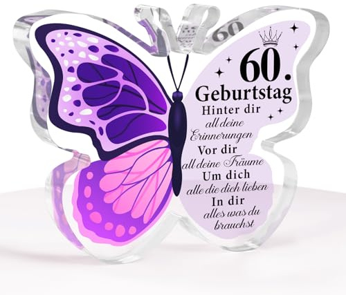 60. Geburtstag Geschenke für Frauen, 1966 60. Geburtstag Geschenke für ihr-Acryl Schmetterling Plakette Happy Birthday Geschenke, wunderbare 60. Geburtstag Geschenk für Mutter Frau Schwester