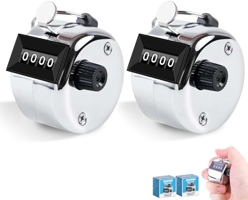 LIYANHU 2 Pcs Counter, Tally Counter, 4-Digit Clicker Counter, Metal Hand Tally Counters Clicker for Counting, Golf Scoring, Used for Counting Golf and Sports Activities