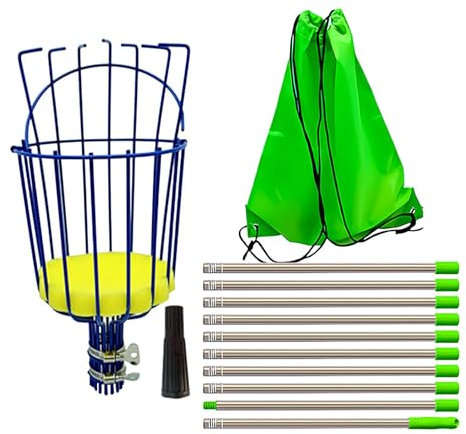 Fruit Picker Rod with Telescopic Basket - Fruit Picker Rod with Basket | Adjustable Tree Picker and Orange Picker Pole with Telescopic Handle, Stainless Steel Efficient Fruit Picker in Ace
