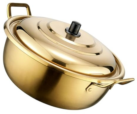MOLUCKFU Edelstahltopf Für Ramen Suppentopf Mit Deckel Nudelkochtopf Für Küche Topf Mit Doppelgriffen Für Einfache Handhabung Und