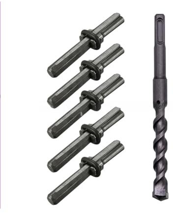 ZSjing 5 + 1PCS Rock Spaltkeile Und Bohrhammer Bohrer Keil Und Feder Distanzscheiben Stein Splitter Werkzeuge for Granit Beton(6PCS 16mm)