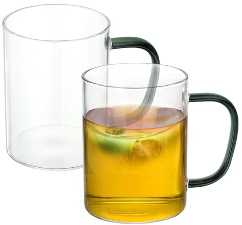 PATIKIL 500ml Glass Measuring Cup, 2 Pack 3.3 Borosilicate Glass Mug Liquid Cups Beaker with Green Handle for Kitchen, Clear
