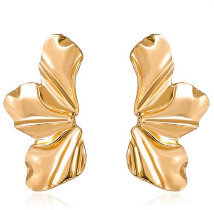 AFCJLTO Gold Ohrringe Damen, Übertrieben Ohrhänger Statement Ohrring Vintage Ohrschmuck,Hypoallergene Modeschmuck Aussage Ohrringe Für Frauen