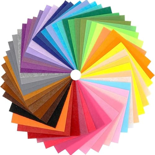 50Pcs 15x15cm Polyester Felt Sheets Colourful DIY Crafting Sewing Patches