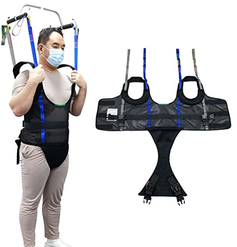 Ehucon Comfort Padded Patient Lift Walking Sling,Portable Standing Harness to People/Handicap for Ambulating Support Training,500 lbs Safety Loading (Black, Large)