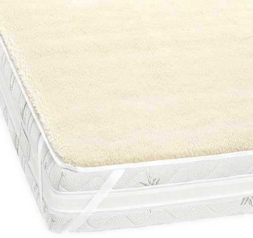 Bonazzi Home, coprimaterasso in pura lana vergine merinos agnellata, 100% MADE IN ITALY (80x190)