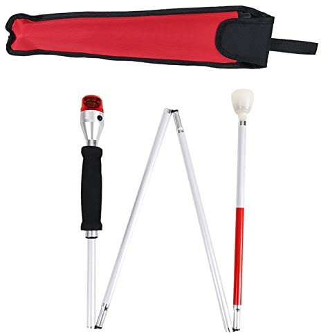 Bastone cieco， Bastone pieghevole for non vedenti con allarme vocale acustico e visivo Bastone pieghevole Bastone da passeggio portatile for ipovedenti