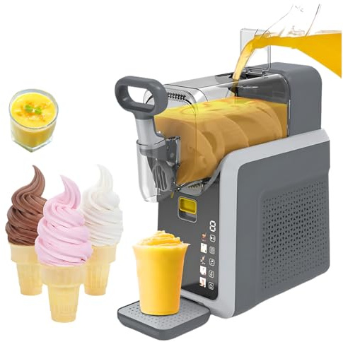 Slush Machine, 150W Slush Machine Maker, 2L Fabricant Professionnel de Boissons Congelées Grande Capacité, Mixeur Smoothie avec Écran Tactile LCD et Bac d'égouttement Amovible pour Frappés, Milkshake