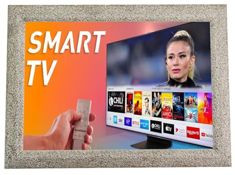 Cornice in legno bianca e oro per Smart Tv, Decorativa, Universale su misura TV141BO il prodotto presenta delle varianti (da 32 a 40 pollici)