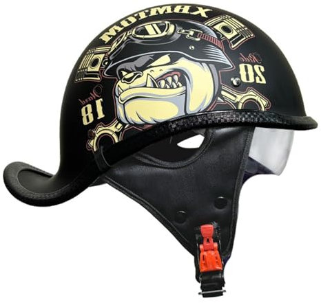 Caschi Cromwell Jet e Demi-Jet Casco a Scodella DOTECE Omologato Mezzo Elmetto da Moto retrò per Uomo E Donna Aperto Casco Biker Cruiser Scooter Touring 4,L:59-60CM