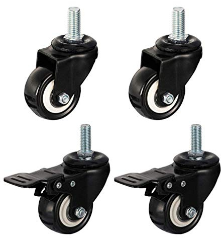 Roulettes de meubles robustes de 50 mm – Capacité de 150 kg – Roues pivotantes avec frein M8/M10/M12, idéales pour le transport de chariots et meubles mobiles.