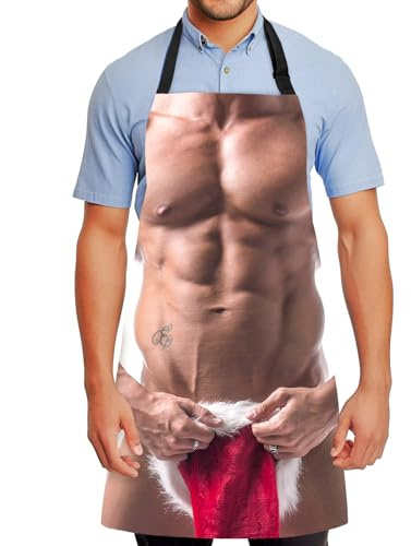 FunChaos Grembiule da Cucina Creativo Uomo Muscoloso 3D, Grembiule Regolabile, Impermeabile e Divertente per BBQ, Cosplay e Feste, Regalo per Uomini, Papà, Marito o Fidanzato, Uomo Muscoloso 03