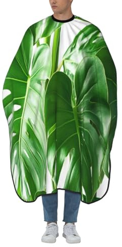 Woshuwo Tropical Leaves Pattern Monstera Hair Cutting Apron,Salon Barber Apron For Adult