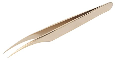 ACOGEDO Rostfritt Stål ögonfranspinnar, Professionell Fransförlängning, Exakt och Ergonomisk Design, 0,5 Mm Skärpa, Gyllene Volym, för ögonfransare och Manikyrister (Dolphin Tweezer 12,6 cm längd)