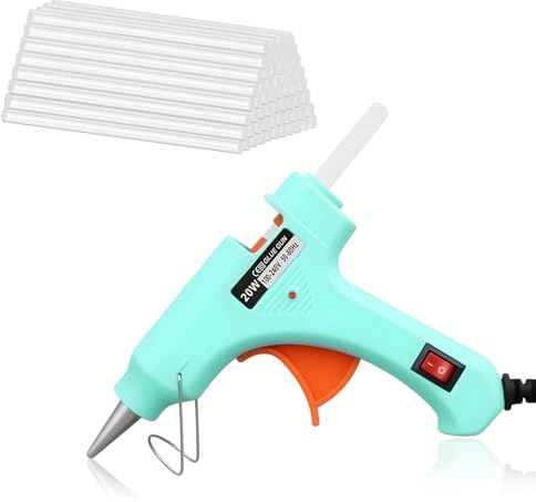 Pistolet à Colle Chaude, 20W 60Pcs 7mm*100mm Bâtons de Colle, Anti Écoulement, Mini Pistolet à Silicone Bricolage pour Réparation, Artisanat, DIY, Maison, Bricolage, Bureau