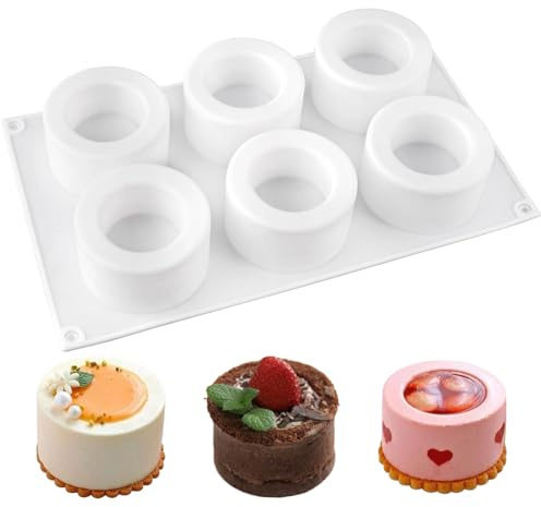 Stampi per Budino 6 Cavità, 29x17cm Antiaderenti Stampo Silicone Alimentare | Stampi con Scanalature in Silicone, Riutilizzabili, per Realizzare Saponi, Budin, Cioccolato, Gelatine, Torte (Bianco)