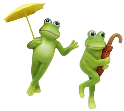 LEADSDGE 2 pezzi in miniatura da giardino e terrario vasi di fiori ornamenti giardino balcone animale appeso rane decorazioni all'aperto