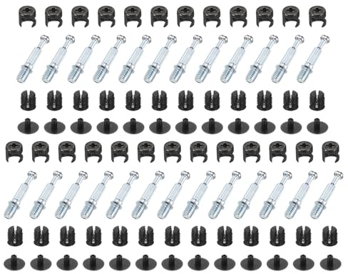 sourcing map 25Set Furniture Connectors Kit, 10x9.5mm Furniture Cam Lock Fitting with M6x33mm Dowel Fasteners and Plastic Cap, 3-in-1 Fixing Screws Set for Splicing Assembly of Table Cabinets