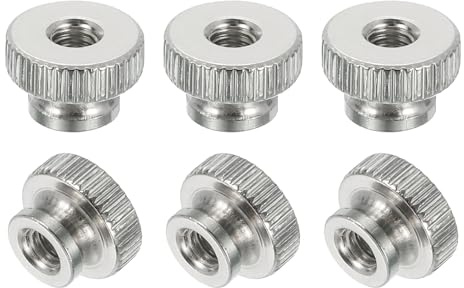 QUARKZMAN 6 Stück Rändelmuttern M4x8mm Kohlenstoffstahl Eisen Runde Griffe Befestigungselemente Hochkopf Durchgangsloch Handschraubenmutter Für 3D Drucker Teile Silber