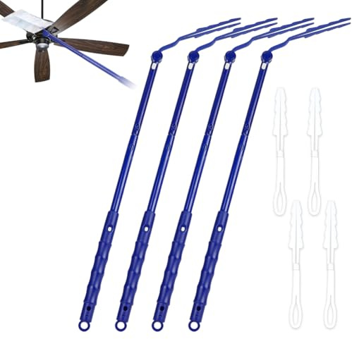 AHANDMAKER 8 mangos de repuesto de 3 pies para plumeros de plástico, ajustables, extensibles, plegables para remoción, decoración de limpieza del hogar, color blanco y azul