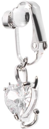 Anneau de Nombril à Clip Pendentif Cœur, Zircon, Blanc pour Femmes | Piercing, Usage Sûr et Pratique, Alliage Cuivre, Style Mode pour Plage, Cosplay, une Pièce