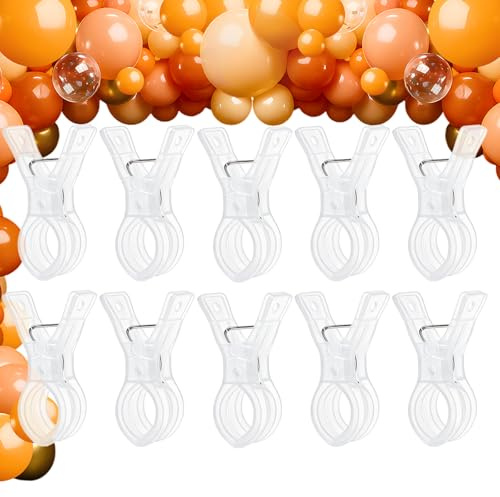 Kreapa Balloon Arch Clips, 10 Pack 3.5 Inch Clear Plastic Clips for Balloon Arch, Backdrop Clamps, Heavy Duty Spring Clamps for Party Decoration Crafts and Photography Studios
