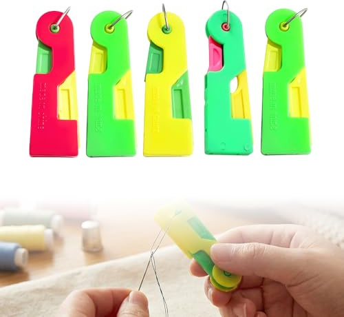 Toerjii Nadeleinfädler,Einfädelhilfe für Nähnadeln Nähmaschinen Zubehör Kunststoff Nähnadeln Einfädler, Automatischer Einfädler Nadel Threading Tool für Handnähen und Nähmaschinen (5 Pcs)
