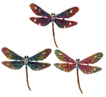 Spilla a Forma di Libellula 3 Pezzi in Lega, Spilla Gioiello | Design Brillante, Chiusura a Spillo Robusta, per Donne e Ragazze, Adatta a Feste e Natale