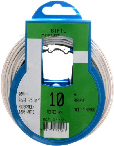 Profiplast PRP522721 Couronne de câble 10 m ho3vhh 2 x 0,75 mm Blanc