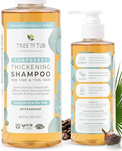 Tree To Tub Biotin Thickening Shampoo with Soapberry & Caffeine, 8.5 Fl Oz