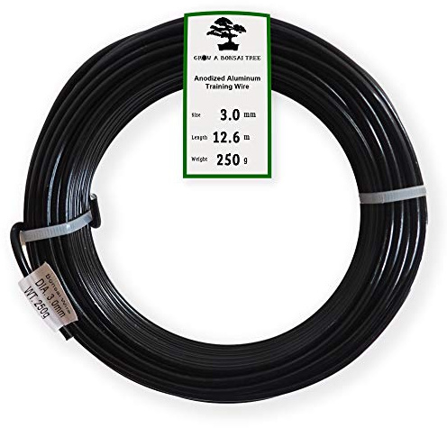 Grow A Bonsai Tree Fil Aluminium Anodisé de 3,0mm pour L'Entretien de Bonsai 250g Grand Rouleau (12 mètres) - Choisissez Votre Taille et Couleur (3,0mm, Noir)