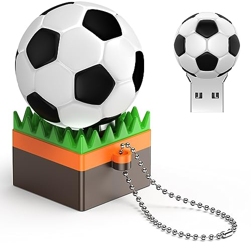 Uflatek 32GB USB Stick Fußball Memory Stick USB 3.0 Silikon Neuheit Speicherstick 32 GB Flash Drive Weiß Hi-Speed Flash Laufwerk für Computer, Tablet, PC und mehr