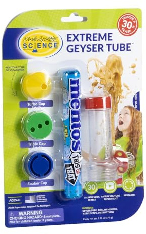 Steve Spangler Science Extreme Geyser Tube - Science Kit for Kids - Mentos & Soda Lab Experiment - Includes Tube, Candy, & Unique Spray Caps - Chemistry Magic - Classroom STEM Project