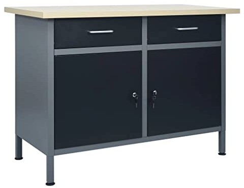 vidaXL Banco da Lavoro Nero 120x60x85 cm in Acciaio