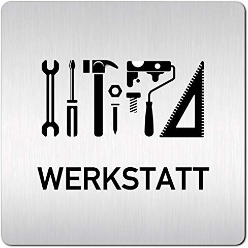 Türschilder24 XXL Schild - Türschild (B) • 125 x 125 x 1,5 mm • Werkstatt 003 • Aluminium Vollmaterial • 100% Made in Germany