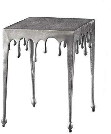 Beistelltisch LIQUID LINE 34cm - silber - Metall - Nachttisch | Montiert, hochwertig, stabile Konstruktion, 20 kg Belastbarkeit, Tropfen-Design, Couchtisch