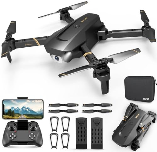 4DRC V4 Drone with 1080P HD Camera for Adults and Kids, Foldable Quadcopter with Wide Angle FPV Live Video, Trajectory Flight, App Control,Optical Flow, Altitude Hold and 2 Modular Batteries