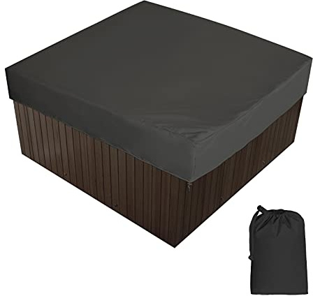 Vattentät SPA-överdrag Utomhus fyrkantigt badtunnaskydd Badkar Pool Skyddsöverdrag Anti-UV Dammtät med en förvaringsväska 7 storlekar Välj,Black,215x215x30cm