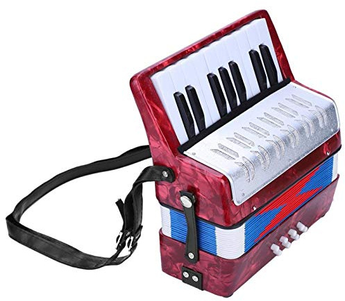 Bass Piano Accordion, 17 Key Bass Piano ABS Musical Instrument for Beginners for Students(red)