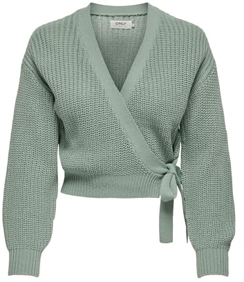 ONLY Damen Onlbreda Wrap L/S KNT Cardigan, Chinois Green, S EU