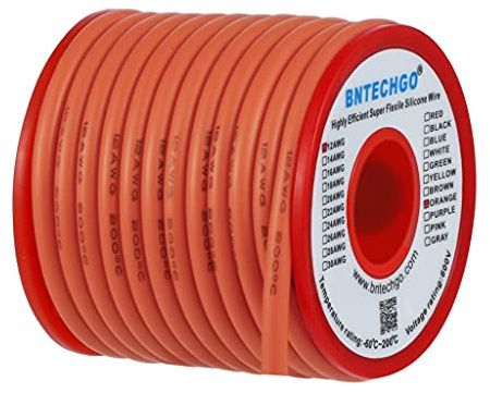 BNTECHGO 12 Gauge Silicone Wire Spool 25 ft Orange Flexible 12 AWG Stranded Tinned Copper Wire