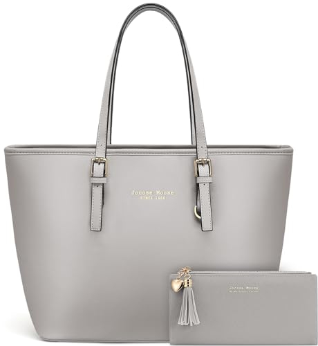 Jocose Moose Damen Handtasche Schultertasche, Vintage Leder Tasche Shopper Groß für BüRo Schule Einkauf, Geschenk mit Einer Damen Geldbörse