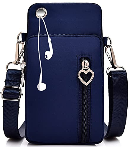 DANXIAN Handytasche zum Umhängen Damen, Geldbörse Damen Brieftasche Kleine Umhängetasche mit Kopfhörer Eingang, Handy Schultertasche Verstellbar Abnehmbar Schultergurt für Handy unter 7 Zoll