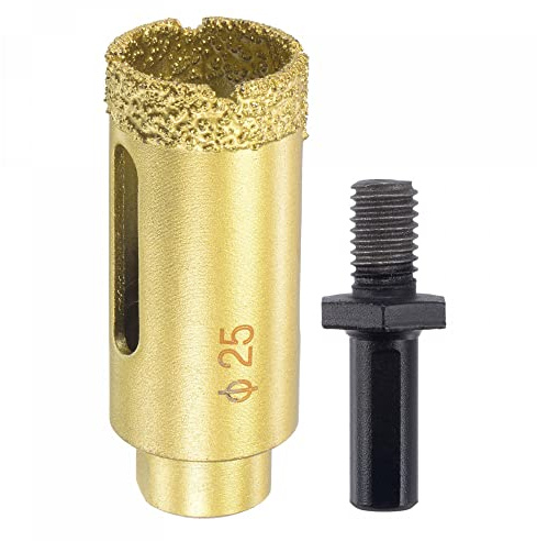 sourcing map Brazed Diamond Core Drill Bits 25mm Hole Saws with M10 Arbor Adapter for Porcelain Tile Marble Concrete Stone Brick