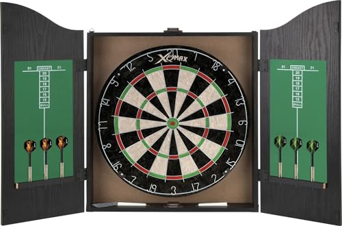 XQ Max Home Darts Centre inklusive skåp med darttavla och 2 uppsättningar pilar – svart