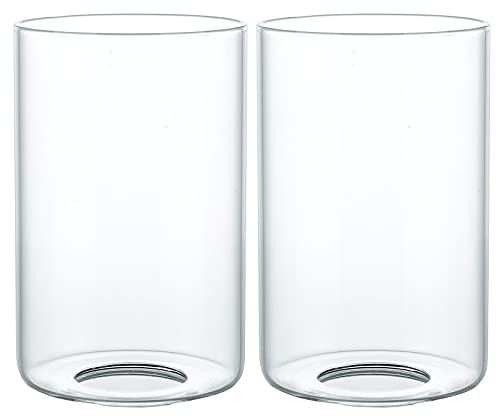 Skelang Klarer Lampenschirm ohne Lippen aus Glas, zylindrische Lichtabdeckung mit Montageöffnung, Ersatz für Kronleuchter, Badezimmer-Eitelkeitslicht, Anhänger, 2 Stk