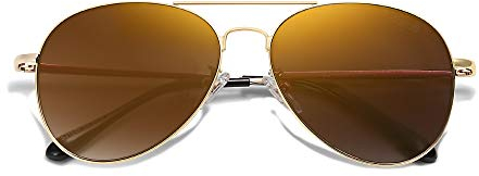 SOJOS Mode Metallrahmen Verspiegelt Linse Unisex Sonnenbrille mit Frühlings Scharnieren SJ1030 mit Gold Rahmen/Gold Linse