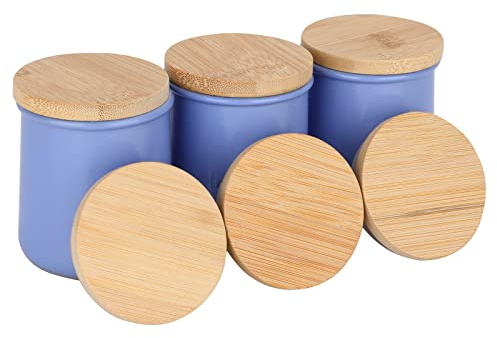 AYUSEB Paquete de 6 tapas de bambú compatibles con tarros de yogur La Fermière de 138.9 g, anillos de sellado de silicona, tarros de boca regular, tapas de almacenamiento de vidrio, ajuste 100%