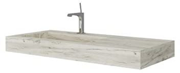 Kiamami Valentina - Lavandino in hpl asimmetrico con vasca sx 100cm rovere ghiaccio