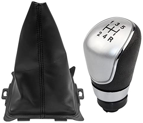Gear Stick Knob for Ford for Fiesta 2008 2009 2010 2011 2012 Car Styling Accessories 5/6 Speed Manual Gear Shift Knob Gaiter Boot Cover Shifter Lever Knob ( Color : 5 Speed Silver )